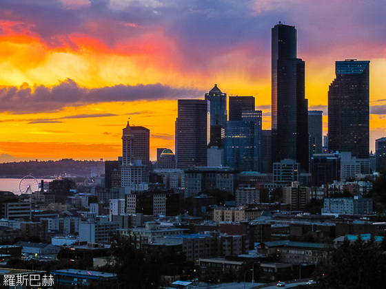 USA 2014 - 4579 - Seattle - Skyline Sunset from Dr. Jose Rizal Park
